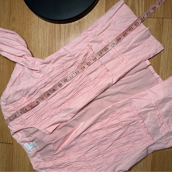 Chicos Size 1 Baby Pink Open Front Business Casual Jacket crinkle Detail Front - Picture 5 of 7